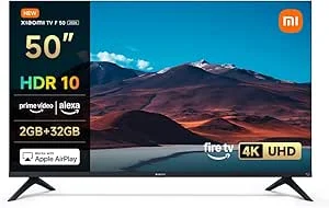XIAOMI TV F 50, 50 polegadas (127 cm), 4K UHD, Smart TV, Fire TV, controlo de voz Alexa, HDR10, MEMC, 60 Hz com 120 Hz Game Boost Mode, 2 GB + 32 GB, compatível com Apple AirPlay, 2 025