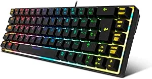 KROM Kalista Teclado Gaming de membrana RGB Rainbow, formato de 62%, modo de jogar, N-19, anti-fantasmas, Windows, Mac, Layout espanhol, preto