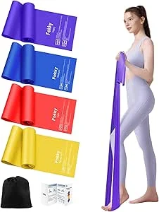 Fokky Gomas Elasticas Musculacion [Set de 4], 1.8M Bandas Elasticas Fitness | Bandas Elasticas Musculacion con Bolsa de Transporte, Cintas Elasticas Musculacion para Crossfit Musculación Yoga Pilates