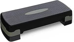 Amazon Basics Plataforma de step para exercícios aeróbicos, degrau ajustável para treino em casa, 68,58 cm, preto/cinzento