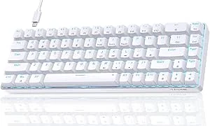 Dierya T68SE Teclado mecânico Gaming mini 60% Red Switch Mechanical Keyboard com retroiluminação LED, cabo USB-Type C, teclado ultra compacto 68 teclas anti-fantasma US Layout para PC/Windows