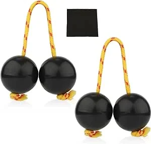 Kashaka Shaker tradicional africano, bola Kashaka Shaker instrumento, percussão de abóbora dupla, bolas de ritmo africano para crianças adultos festas e aulas de música, preto, 2 pares