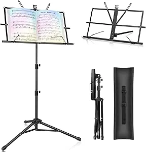 New Bee Atril para Partituras 2 em 1 Atril de Música, Suporte Dobrável para Livros de Escritorio Suporte para Partituras com Altura Ajustável Portátil | Altura ajustável suporte para livros de mesa suporte para partituras portátil