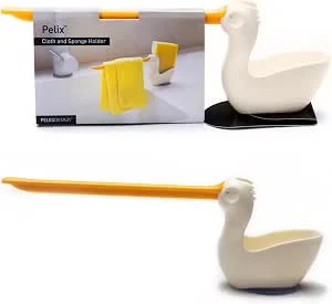 PELEG Design Pelix Porta Esfregão e Pano com Ventosa – Suporte Esfregão Pia 2 em 1 – Organizador Pia Cozinha, Acessório de Cozinha Original