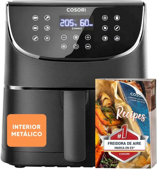 Cosori Frigideira de ar 5,7 l, interior metálico, 11 modos