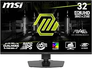 MSI mag 322URDF E16 Monitor Gaming, 32 Polegadas, 4K UHD, 3840×2160, Rapid IPS, 0.5ms, DisplayHDR 400, Eye Care, AI Vision, Dual-Mode, HDMI 2.1, DP 1.4a, inclinação/Altura Ajustável, Preto