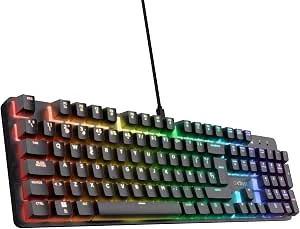 GXTrust 871 Zora Teclado Mecânico Espanhol QWERTY com Iluminação RGB, Interruptores Lineares Huano, N-Key Rollover Anti-ghosting, Teclado Gaming Programável com Cabo USB para PC Portátil