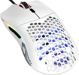 Glorious Gaming Model O Rato gaming com fio – 67 g superleve, design de colmeia, RGB, sensor Pixart 3360, switches Omron, ambidestro – Branco fosco