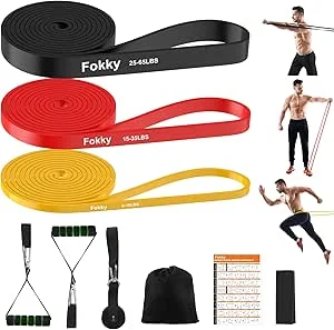 Fokky Borrachas elásticas para musculação, conjunto de 3, bandas elásticas | Fitas elásticas de musculação com âncora de porta, bandas elásticas de músculos para alongamentos, pilates, ioga
