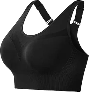 Litherday Sutiã desportivo mulher push-up sem costuras alta fixação sem aros com almofadas removíveis alças ajustáveis Sports sutiã para fitness ioga Running