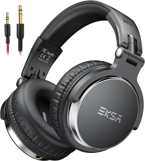 EKSA P100 Auriculares DJ com cabo, 50 mm controladores