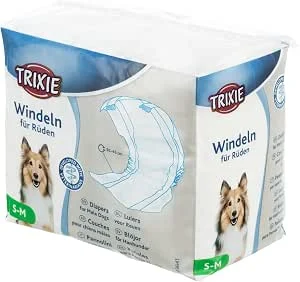 TRIXIE Fraldas para cães machos tamanho S-M – 12 unidades – cintura 30 – 46 cm