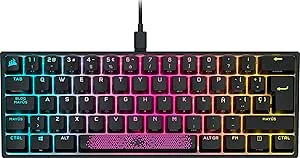 Corsair K65 RGB MINI 60% teclado mecânico com cabo para jogos – interruptores CHERRY MX vermelho – Teclados PBT Double-Shot – compatível com iCUE – QWERTY ES – PC, Mac, Xbox – preto