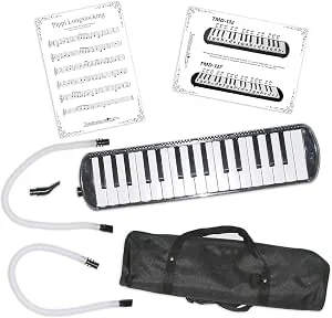 TMD-132 Melodica preto – 32 teclas – com e 2 tubos de sopro – inclui bolsa de transporte – piano de vento