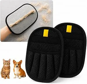 Remova pelos animais de estimação 2 peças, luva remove pelos para gatos e cães com efeito eletrostático, lavável e reutilizável, para sofá, roupa, cama, mantas e têxteis