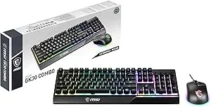 MSI Vigor GK30 Combo – Teclado Gaming RGB 6 Zonas + Rato GM11 5000 DPI, Design Ambidestro, Conexão USB 2.0