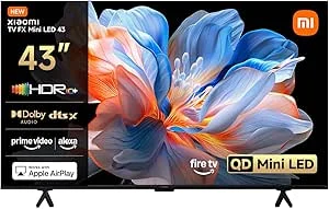 XIAOMI TV FX Mini LED de 43 polegadas (101 cm), Smart TV com QD-Mini LED, 4K UHD, Fire TV, HDR10, MEMC, DTS:X, AirPlay 2, HDMI, modo de cinema, controlo por voz com Alexa
