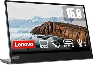 Lenovo L15 Monitor portátil FHD de 15,6″ (IPS, taxa de atualização de 60 Hz, tempo de resposta 6 ms, 16:9, 2X USB-C 3,2 gerações 1, montagem VESA de 100 mm, suporte com ajuste de altura) – cinzento – Preto