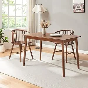 [en.casa] Mesa de sala de jantar Klijori mesa de cozinha retangular para 6 pessoas 140 x 70 x 74 cm madeira de borracha – efeito nogueira