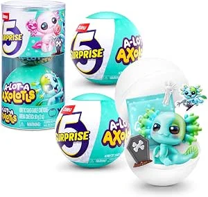 5 Surprise ZURU Lot-A Axolotls, desembrulhe e descubra uma surpresa Axolotls com 5 acessórios exclusivos e acessórios para jogar (2 cápsulas)