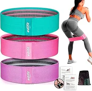 EDIFIT, Bandas Elásticas para Musculação, Fitas com 3 Níveis de Resistência, Fitness, Gomas Antiderrapantes, Pack de 3, para Ginásio, Yoga, Crossfit, Pilates ou Exercício em Casa