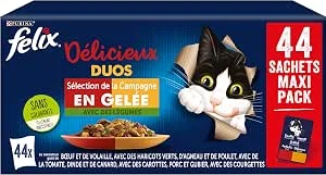 Purina, Felix, Duo delicioso, pacote Maxi, 44 x 85 g-A embalagem pode variar