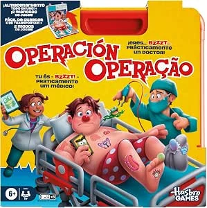 Hasbro Gaming Jogo de Tabuleiro Eletrónico Operação com Estojo Tudo em um – Versão espanhol-português