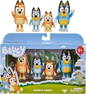 Bluey Pack de 4 Figuras Família, Figuras de 6,3-7,6 cm