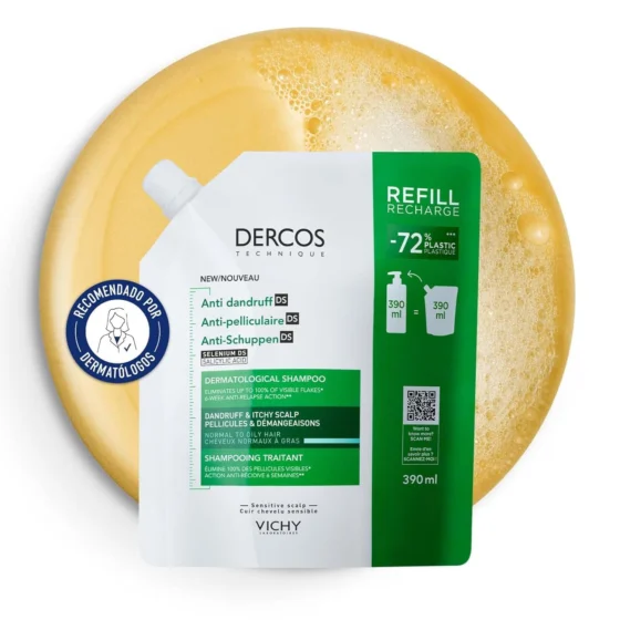 Vichy Recarga de Champô Anti-Caspa, Eficácia Dupla, Unisex