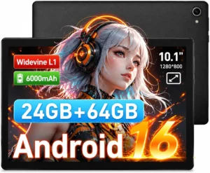 Laptok Tablet de 10 polegadas Android 16, 6000 mAh