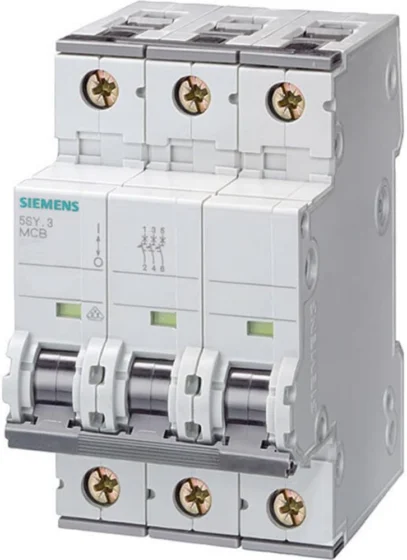Siemens 5SY6, disjuntor de 3 polos de 32 A, curva C