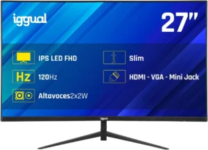 iggual Monitor 27" com altifalantes integrados, ecrã IPS de 120 Hz