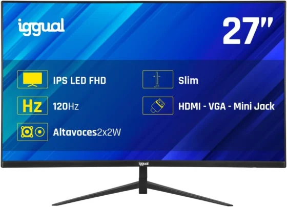 iggual Monitor 27" com altifalantes integrados, ecrã IPS de 120 Hz