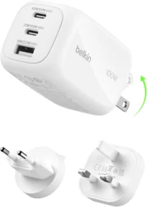 Belkin, carregador GaN de 100 W com 3 portas USB-C e USB-A