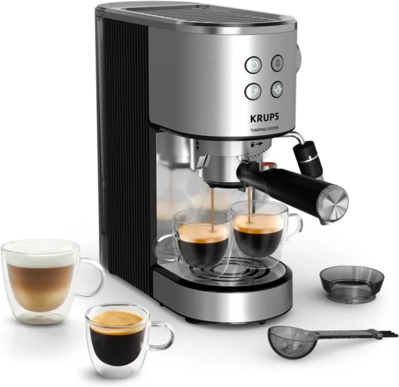 Krups Virtuoso +, máquina de café expresso, auto-tamping, inox
