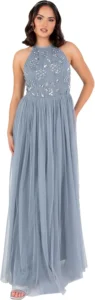 Maya Deluxe, vestido maxi de tule com lantejoulas florais