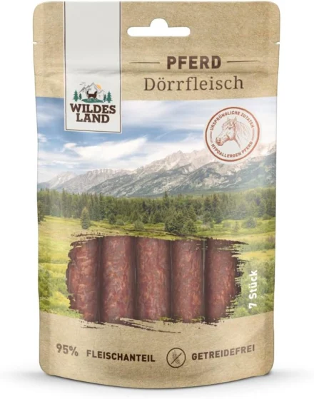 Wildes Land, petiscos para cães sabor cavalo, 150 g