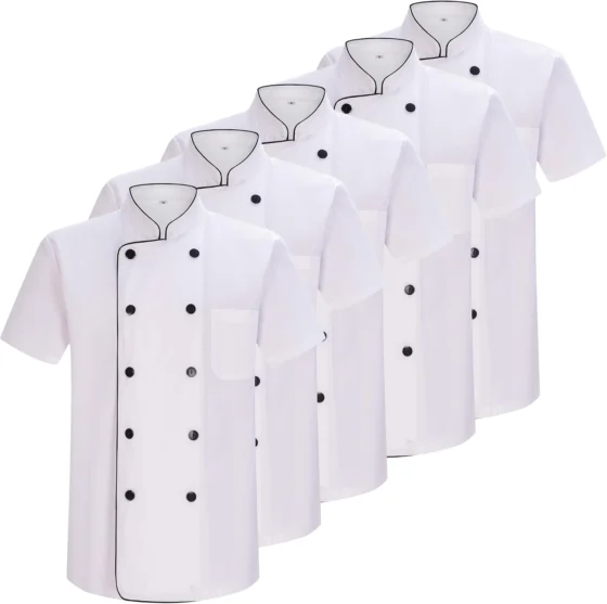 MISEMIYA Confezione 5 Unità Giacche Da Chef Mz-5-8421b Chef's Jacket