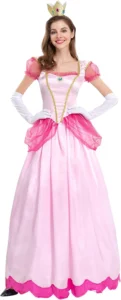 Fantasia de pêssego, vestido de princesa para mulher