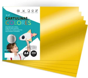 m-office, cartolina metalizada A4 de 230 g, ouro, 125 folhas