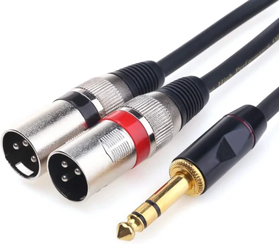 SHUANGJIAO 1/4 TRS a duplo XLR macho Y-Splitter cabo, 6,35 mm a 2 XLR