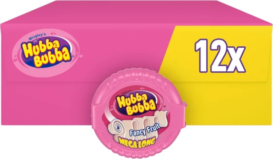 Hubba Bubba, pastilhas elásticas em fita de frutas, 12 rolos