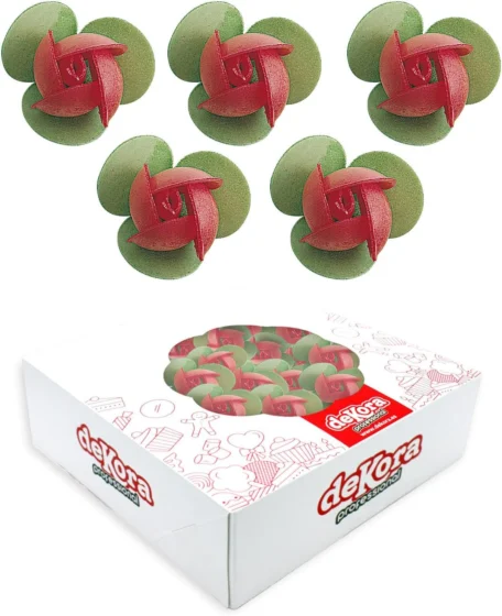 Dekora, flores comestíveis vermelhas para bolos, 3 cm