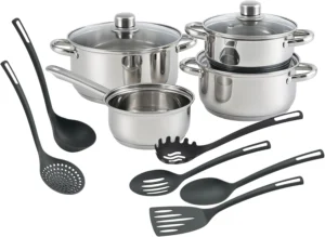 Well Home, bateria de cozinha de aço inoxidável, 7 peças