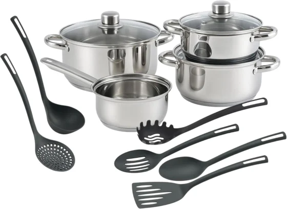 Well Home, bateria de cozinha de aço inoxidável, 7 peças