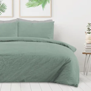 Sleepdown Conjunto de capa de edredão 100 % algodão puro tingido liso