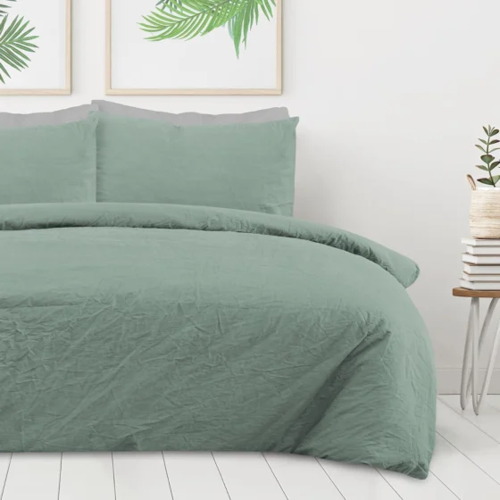 Sleepdown Conjunto de capa de edredão 100 % algodão puro tingido liso