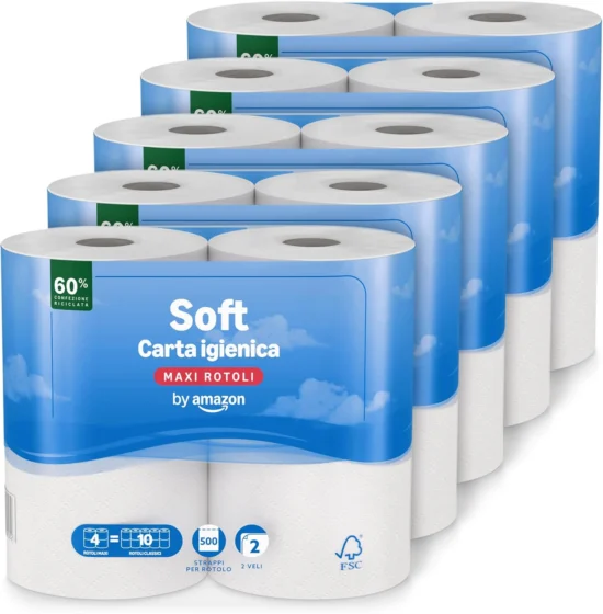by Amazon Papel higiénico, acolchoado de 2 camadas, macio e delicado