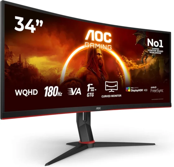 AOC Gaming CU34G2XP, monitor curvo de 34 polegadas, 180 Hz