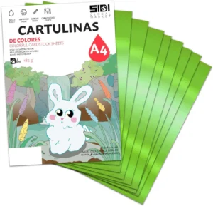 SIDIGlobalMarket, cartulina A4 verde metalizada de 230 g